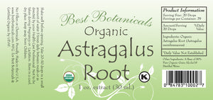 Organic Astragalus Root Extract Label