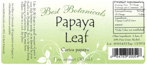 Papaya Leaf Extract Label