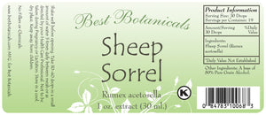 Sheep Sorrel Extract Label