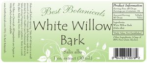 White Willow Bark Extract Label