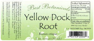 Yellow Dock Root Extract Label